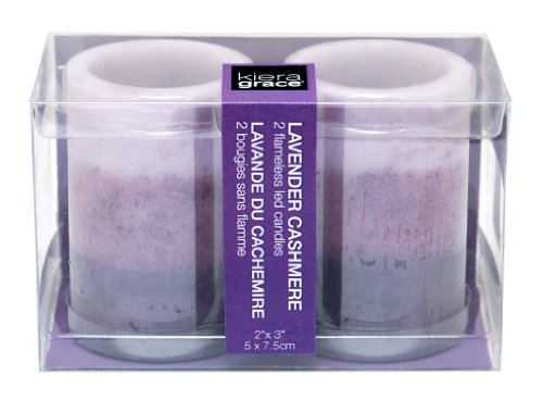 kieragrace 2 by 3-Inch Tri-Layer LED Pillar Candles, Mini, Lavender Cashmere Fragrance, Set of 3