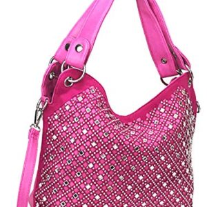 Zzfab Mirror Rhinestone Bling Purse Fuchsia Large