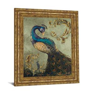 Classy Art Peacock On Sage Il by Tiffany Hakimipour Framed Print Wall Art, Blue