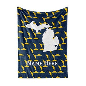 state pride series michigan – personalized custom fleece throw blankets with your family name – ann arbor edition