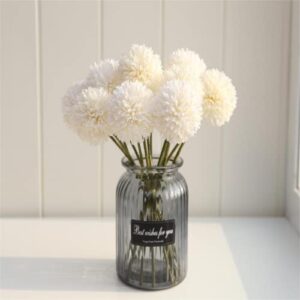 shine-co lighting artificial chrysanthemum ball flowers hydrangea arrangement bouquet 10pcs present for friends decor for home office coffee house parties and wedding (milk white)