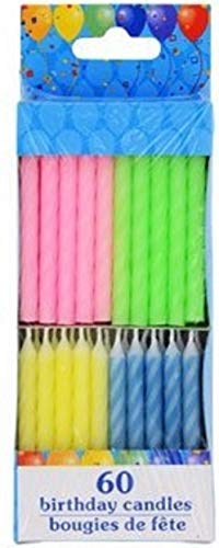 120 Spiral Birthday Candles 60 Pastel and 60 Spiral Brights