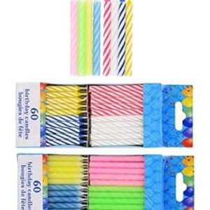 120 Spiral Birthday Candles 60 Pastel and 60 Spiral Brights