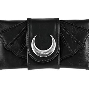 Restyle Moon Night Bat Wings Black Faux Leather Tri-Fold wallet