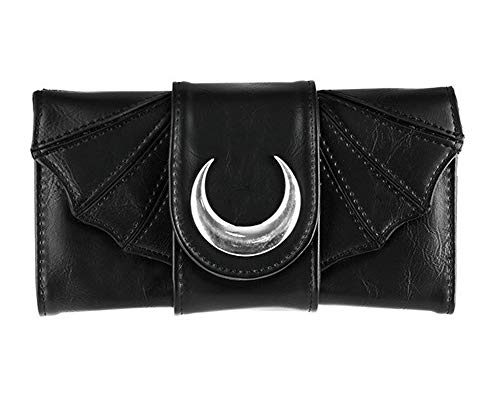 Restyle Moon Night Bat Wings Black Faux Leather Tri-Fold wallet