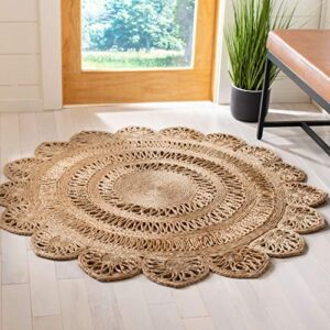 safavieh natural fiber round collection 6′ round natural nfb253a handmade boho country charm jute area rug