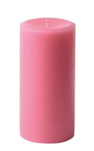 3″ x 6″ hand poured solid color unscented pillar candles set of 3 – (pink)
