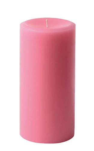 3" x 6" Hand Poured Solid Color Unscented Pillar Candles Set of 3 - (Pink)