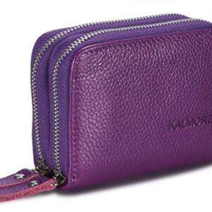 KALMORE Women Leather RFID Secured Spacious Cute Zipper Card Wallet Small Purse, Purple, One Size