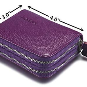 KALMORE Women Leather RFID Secured Spacious Cute Zipper Card Wallet Small Purse, Purple, One Size