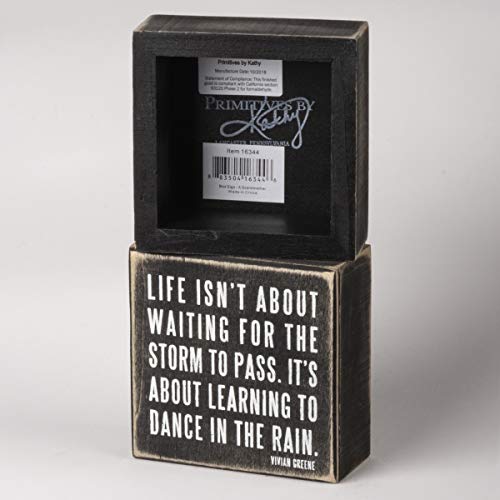 Primitives by Kathy 16336 Classic Box Sign, 4 x 4-Inches, Dance In The Rain