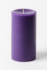 3″ x 6″ hand poured solid color unscented pillar candles set of 3 – (purple)