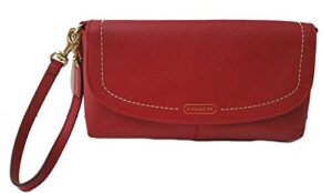 coach campbell soft leather large clutch wristlet wallet red 50183