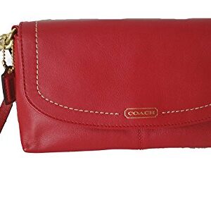 Coach Campbell Soft Leather Large Clutch Wristlet Wallet Red 50183