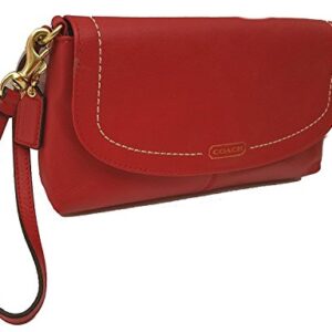 Coach Campbell Soft Leather Large Clutch Wristlet Wallet Red 50183