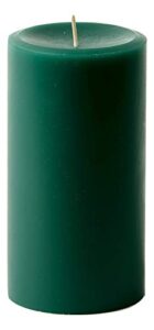 3″ x 6″ hand poured solid color unscented pillar candles set of 3 – (hunter green)