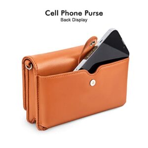 nuoku Women Small Crossbody Purse Cell Phone Wristlet Wallet Purse with RFID Card Slots and Strap for Women (Orange)