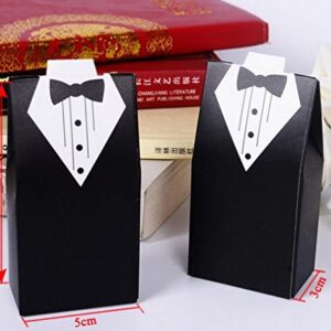 Rbenxia Wholesale Wedding Favors Wedding Party Favor Boxes Creative Tuxedo Dress Groom Bridal Candy Gift Box with Ribbon 100pcs