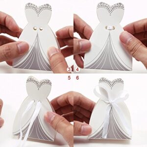 Rbenxia Wholesale Wedding Favors Wedding Party Favor Boxes Creative Tuxedo Dress Groom Bridal Candy Gift Box with Ribbon 100pcs