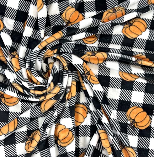 Fall Decor Throw Blanket: Modern Farmhouse Country Black and White Check with Orange Pumpkins for Living Room Couch Bed Chair Dorm