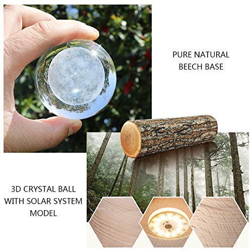 Moon Crystal Ball Stand(3.15inch), 3D Crystal Ball with Led Light, K9 Clear Crystal Ball for Home Decoration