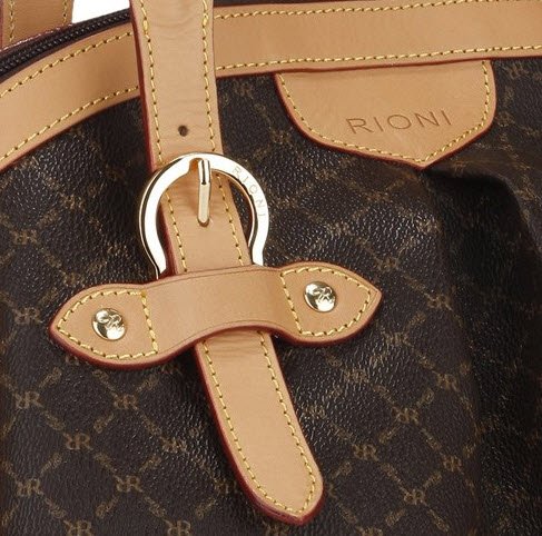 Signature Brown Ruched Satchel with Buckle by Rioni Designer Handbags & Luggage