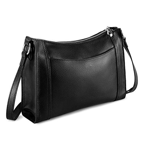 Kattee Genuine Leather Purses and Handbags for Women Crossbody Stachel Shoulder Bags Black