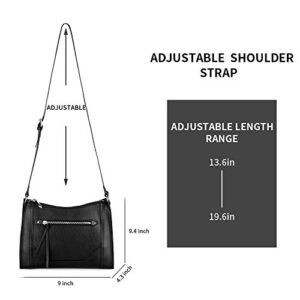 Kattee Genuine Leather Purses and Handbags for Women Crossbody Stachel Shoulder Bags Black