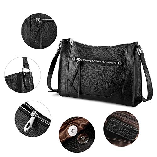 Kattee Genuine Leather Purses and Handbags for Women Crossbody Stachel Shoulder Bags Black