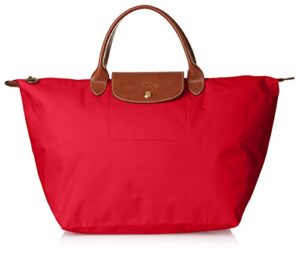 longchamp women’s le pliage medium handbag, red garance