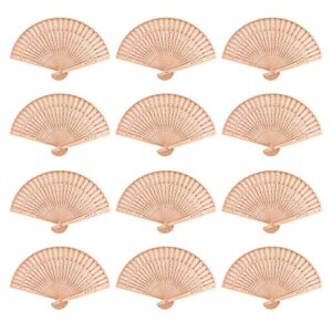 super z outlet chinese sandalwood scented wooden openwork personal hand held folding fans for wedding decoration, birthdays, home gifts (12 pack)