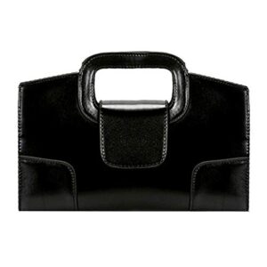 clara women vintage flap tote top handle satchel pu leather clutch handbag purse shoulder bag (00358black)