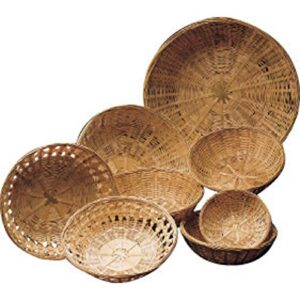 bamboo basket open weave natural – 9″dia x 3″h
