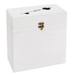 juvale wooden wedding card box for reception with clasp and slot, 9.75 x 5 x 10 inches (white)