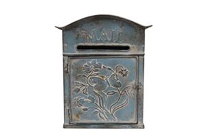 creative co-op distressed blue embossed tin “mail” box