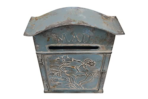 Creative Co-Op Distressed Blue Embossed Tin "Mail" Box