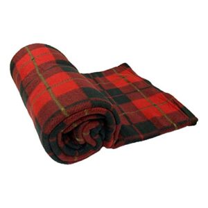 dreamscene red plaid check fleece blanket super soft warm cozy sofa bed buffalo throw, 60″ x 50″ inch