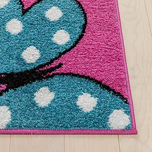 Well Woven StarBright Daisy Butterflies Modern Abstract Pink 3'3" x 5' Kids Area Rug