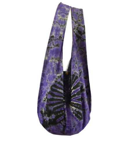 BTP! Tie Dye Sling Crossbody Shoulder Bag Purse Hippie Hobo Cotton Bohemian Colorful Firework (Purple VJ4)