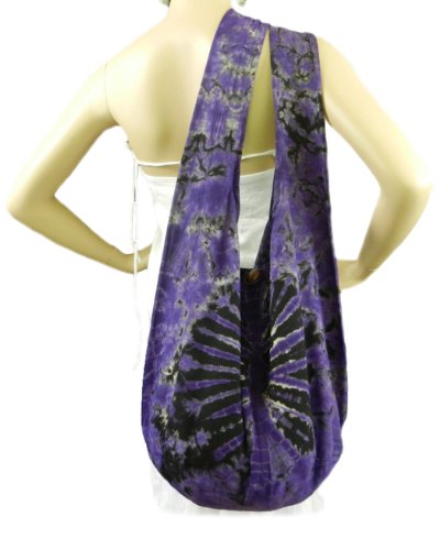 BTP! Tie Dye Sling Crossbody Shoulder Bag Purse Hippie Hobo Cotton Bohemian Colorful Firework (Purple VJ4)