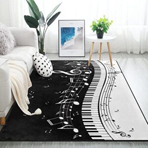 alaza abstract piano music note black area rug rugs for living room bedroom 7′ x 5′
