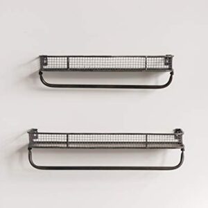 Creative Co-Op Metal Wall Shelves with Hanging Bar (Set of 2 Sizes)