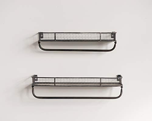 Creative Co-Op Metal Wall Shelves with Hanging Bar (Set of 2 Sizes)