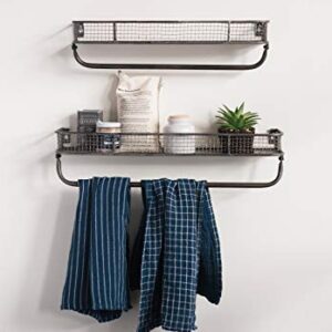 Creative Co-Op Metal Wall Shelves with Hanging Bar (Set of 2 Sizes)