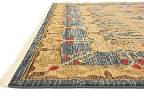 Unique Loom Edinburgh Collection Classic Oriental Traditional French Country Inspired Border Design Area Rug, 8' 0" x 8' 0", Blue/Beige