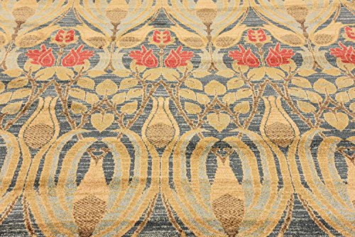 Unique Loom Edinburgh Collection Classic Oriental Traditional French Country Inspired Border Design Area Rug, 8' 0" x 8' 0", Blue/Beige
