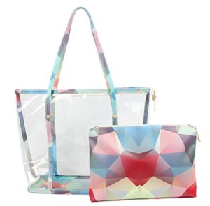 micom clear purse pvc transparent bag work handbags for women girls (pink)