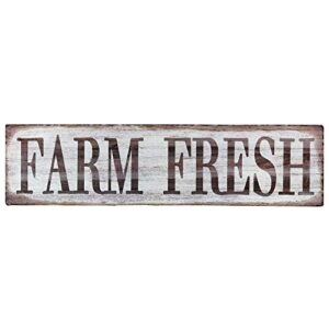 barnyard designs ‘farm fresh’ retro vintage metal tin bar sign, decorative wall art signage, primitive farmhouse country kitchen home décor, 13.75″ x 5″