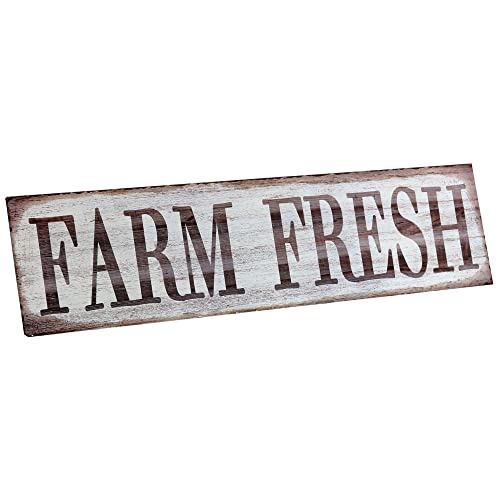 Barnyard Designs 'Farm Fresh' Retro Vintage Metal Tin Bar Sign, Decorative Wall Art Signage, Primitive Farmhouse Country Kitchen Home Décor, 13.75" x 5"