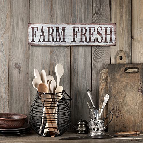 Barnyard Designs 'Farm Fresh' Retro Vintage Metal Tin Bar Sign, Decorative Wall Art Signage, Primitive Farmhouse Country Kitchen Home Décor, 13.75" x 5"